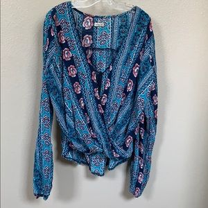 Blue hollister tropical blouse